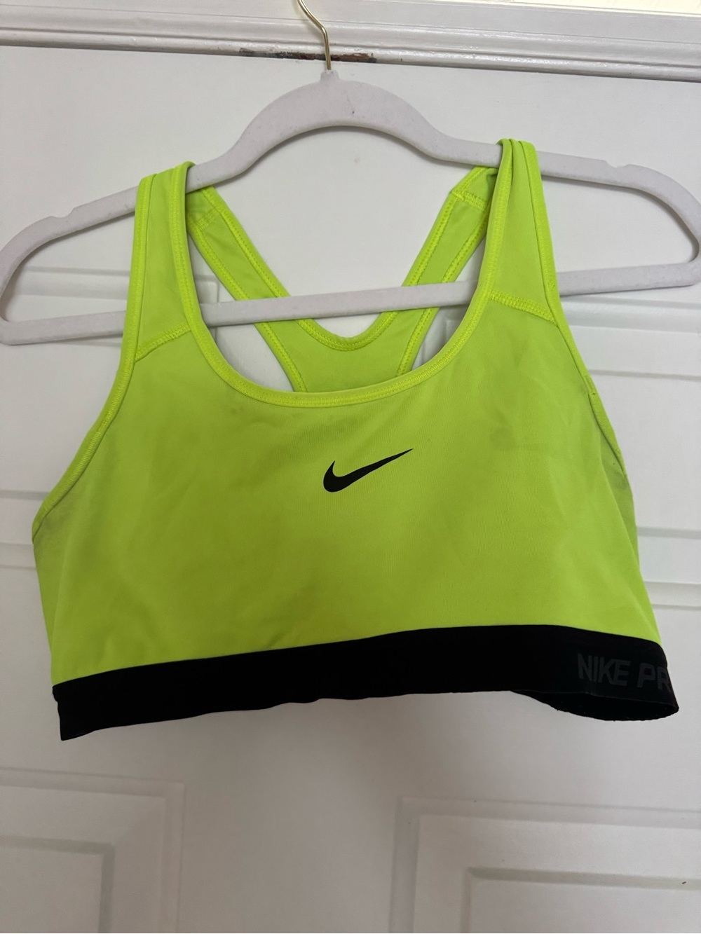 Nike Bright Neon Yellow & Black Racerback Sports Bra